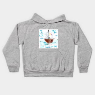 Sailing At A Somewhat Clouded Day Kids Hoodie